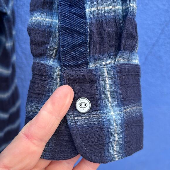 rag and bone jean sadie blue plaid crinkle cotton shirt dress - Picture 4 of 7